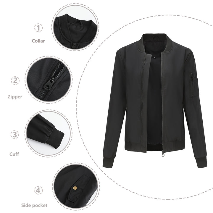 Modest bomber jacket for women with practical zip pockets and a sporty collar Lune London