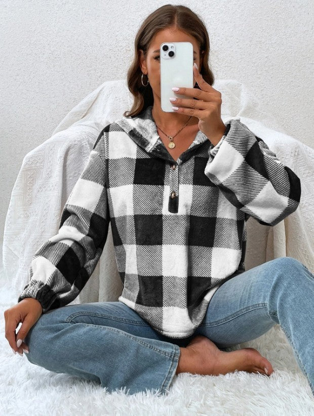 Ladies Oversized Square Hoodie with button placket and wide sleeves Lune London