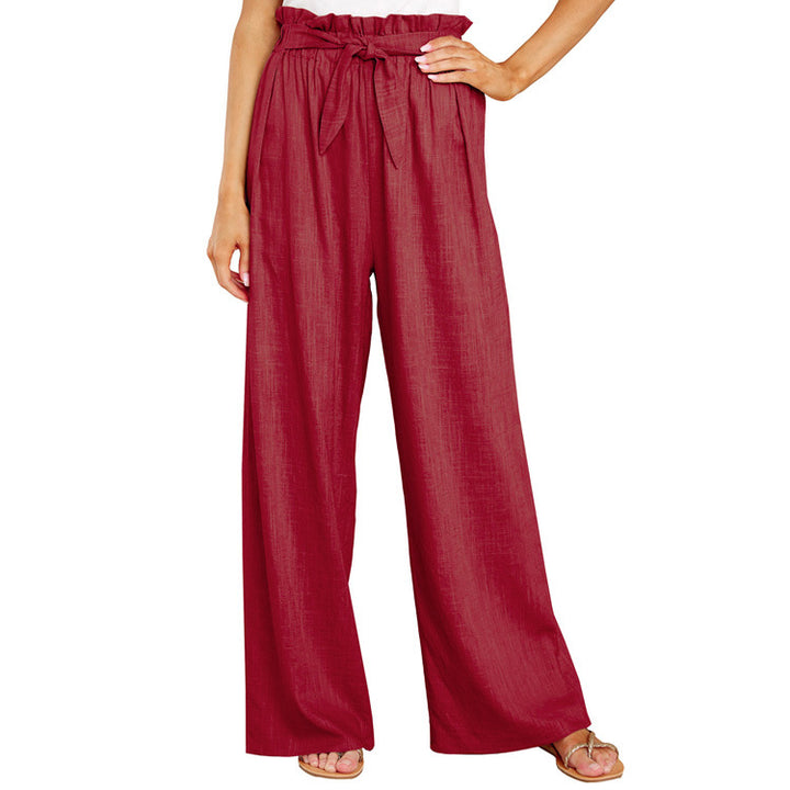 Loose summer pants for women with elastic waist and tie belt Lune London