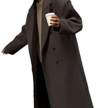 Ladies Classic Oversized Designer Coat with Double-Breasted Buttons and Soft Lining Lune London