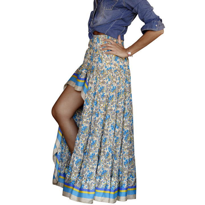 Ladies Chic and Stylish Smocked Floral Maxi Skirt