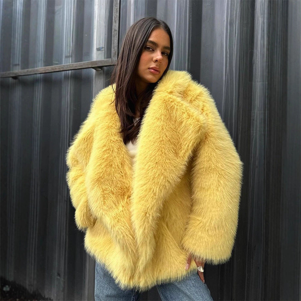 Ladies Oversized Faux Fur Coat Lune London