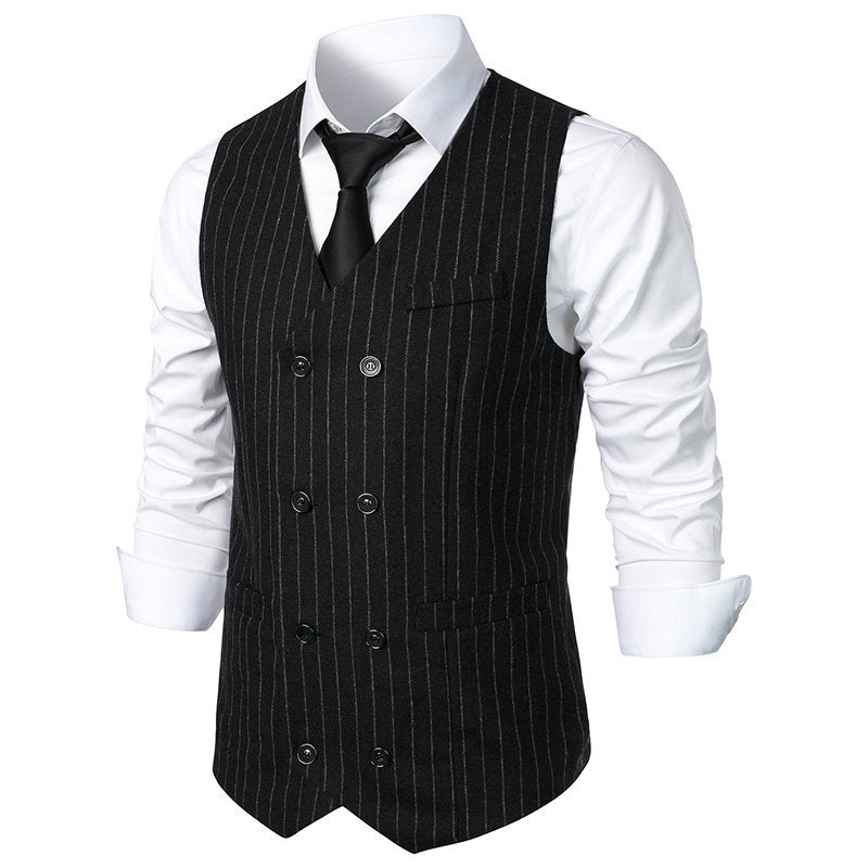 Elegant men's suit vest with classic striped design and practical pockets Lune London