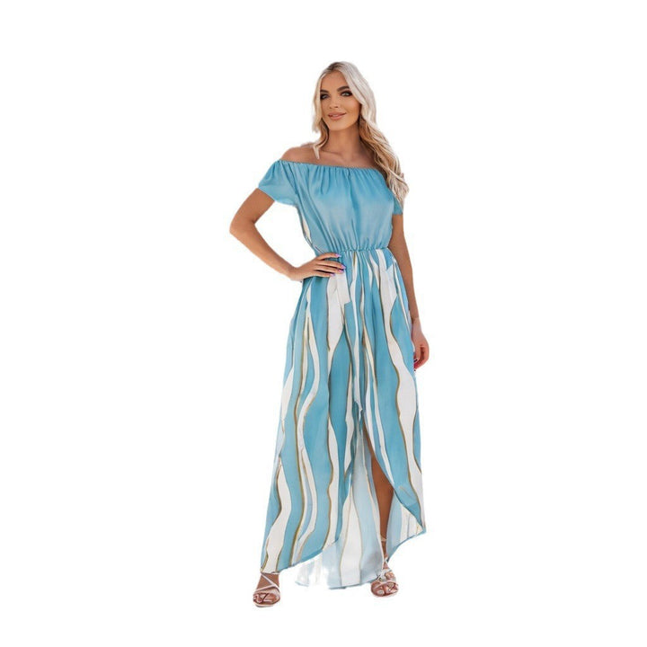 Maxi dress for women with an elegant off-shoulder neckline and a flowing design Lune London