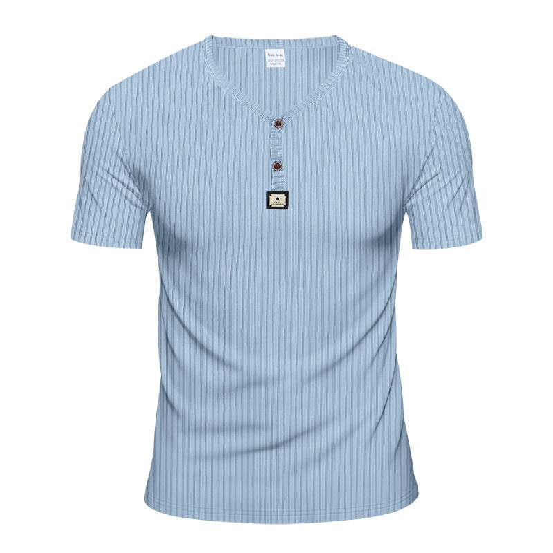 Men's Short Sleeve Henley T-shirt with Structured Design and Button Placket Lune London
