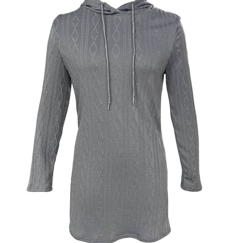 Hooded dress for women with textured knitted pattern and relaxed fit Lune London