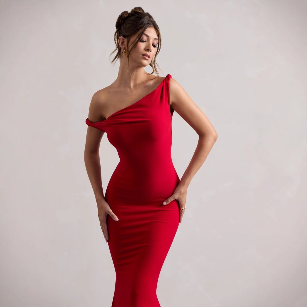 Ladies Elegant Maxi Dress with One Shoulder Lune London
