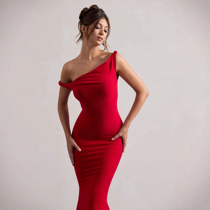Ladies Elegant Maxi Dress with One Shoulder Lune London