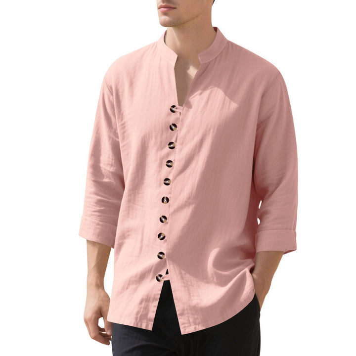 Casual long sleeve shirt for men with Henley collar and trendy buttons Lune London