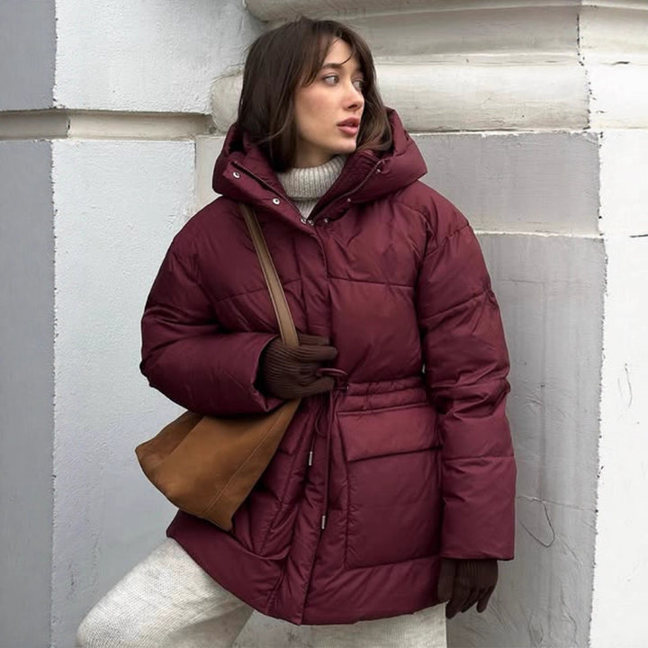 Winter coat for women, stylish, lined, with adjustable belt Lune London