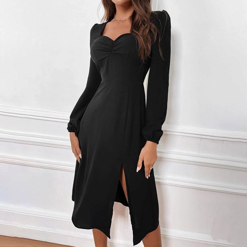 Robe Midi Femmes avec Rassemblement Élégant et Fente Latérale Chic & Stil