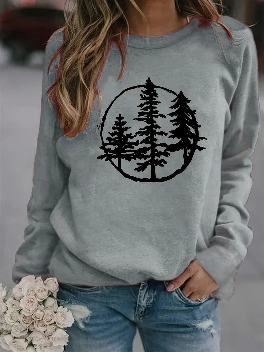 Sweatshirt femme avec motif nature cool et coupe décontractée Chic & Stil