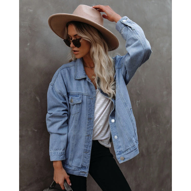 Veste en denim surdimensionnée pour femmes avec poches poitrine pratiques Chic & Stil