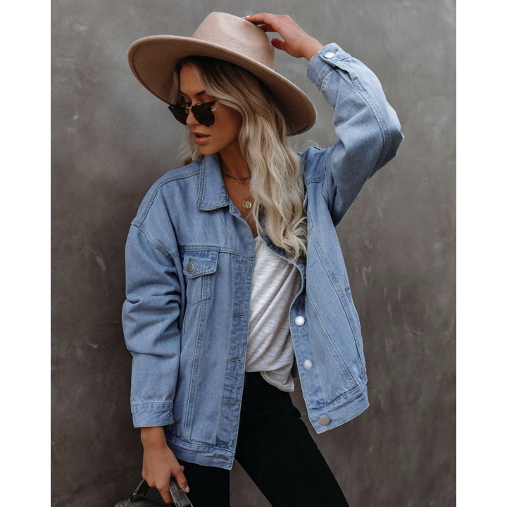 Veste en denim surdimensionnée pour femmes avec poches poitrine pratiques Chic & Stil