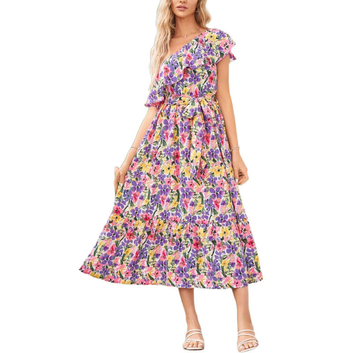 Women One-Shoulder Floral Maxi Dress Lune London