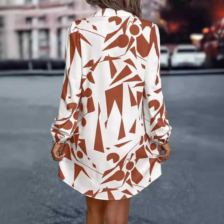 Robe blouse femme avec motif géométrique et détails de boutons Chic & Stil