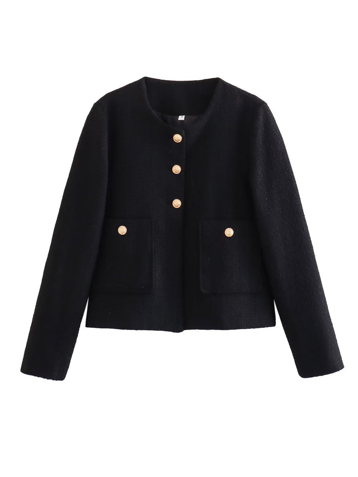 Short tweed jacket for women with decorative buttons Lune London