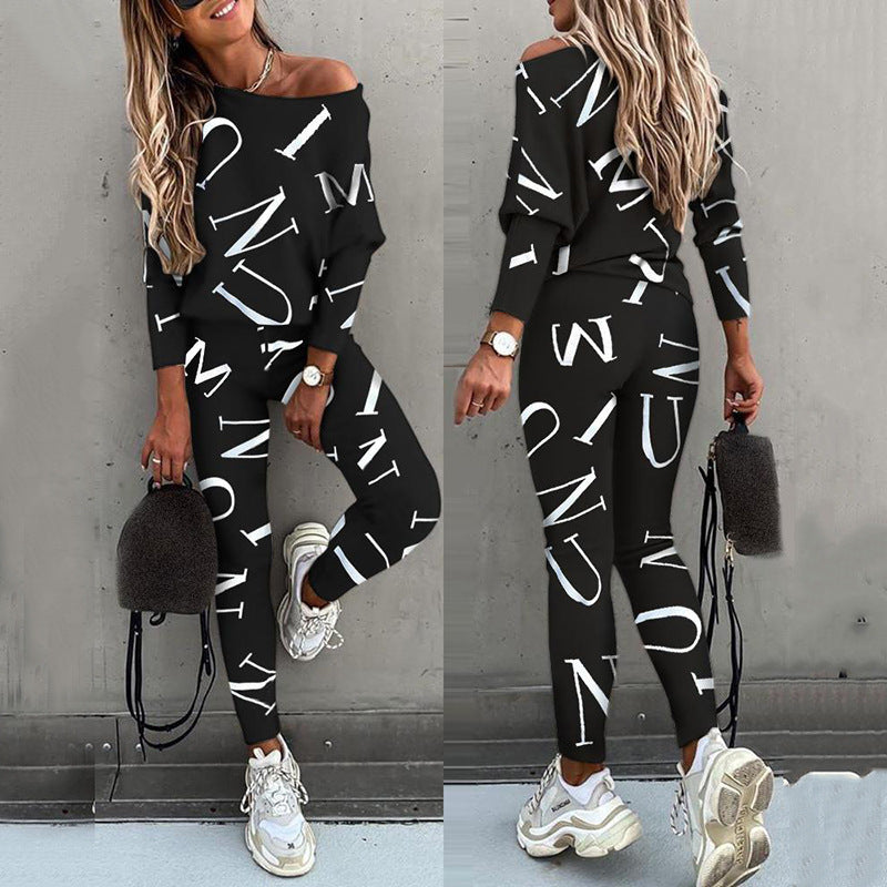 Leisure set for women with creative inscription Lune London