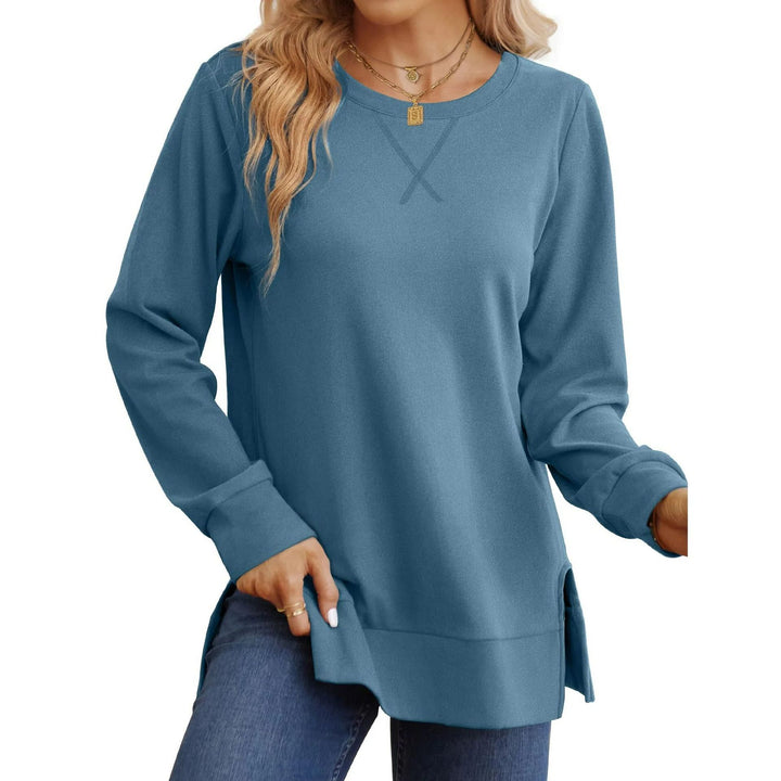 Women Comfortable Long Sleeve Sweater with Side Slits Lune London