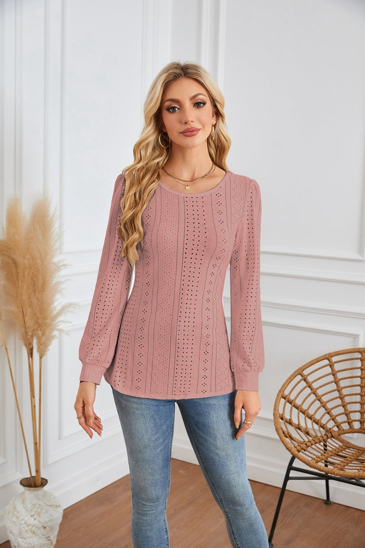 Women's blouse with airy diamond patterns and elegant puff sleeves Lune London