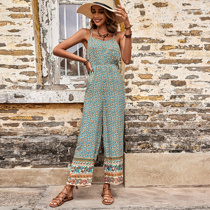 Ladies Bohemian floral pattern jumpsuit Lune London
