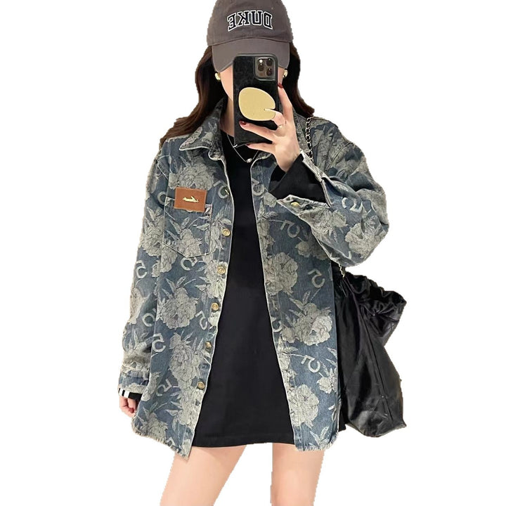 Veste en denim pour femmes avec motifs floraux Chic & Stil