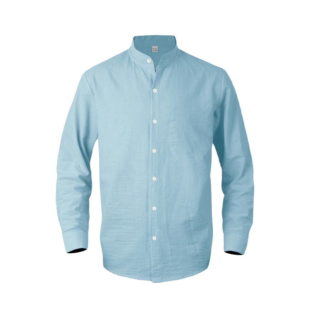 Elegant shirt for men with stand-up collar and fine stripes Lune London