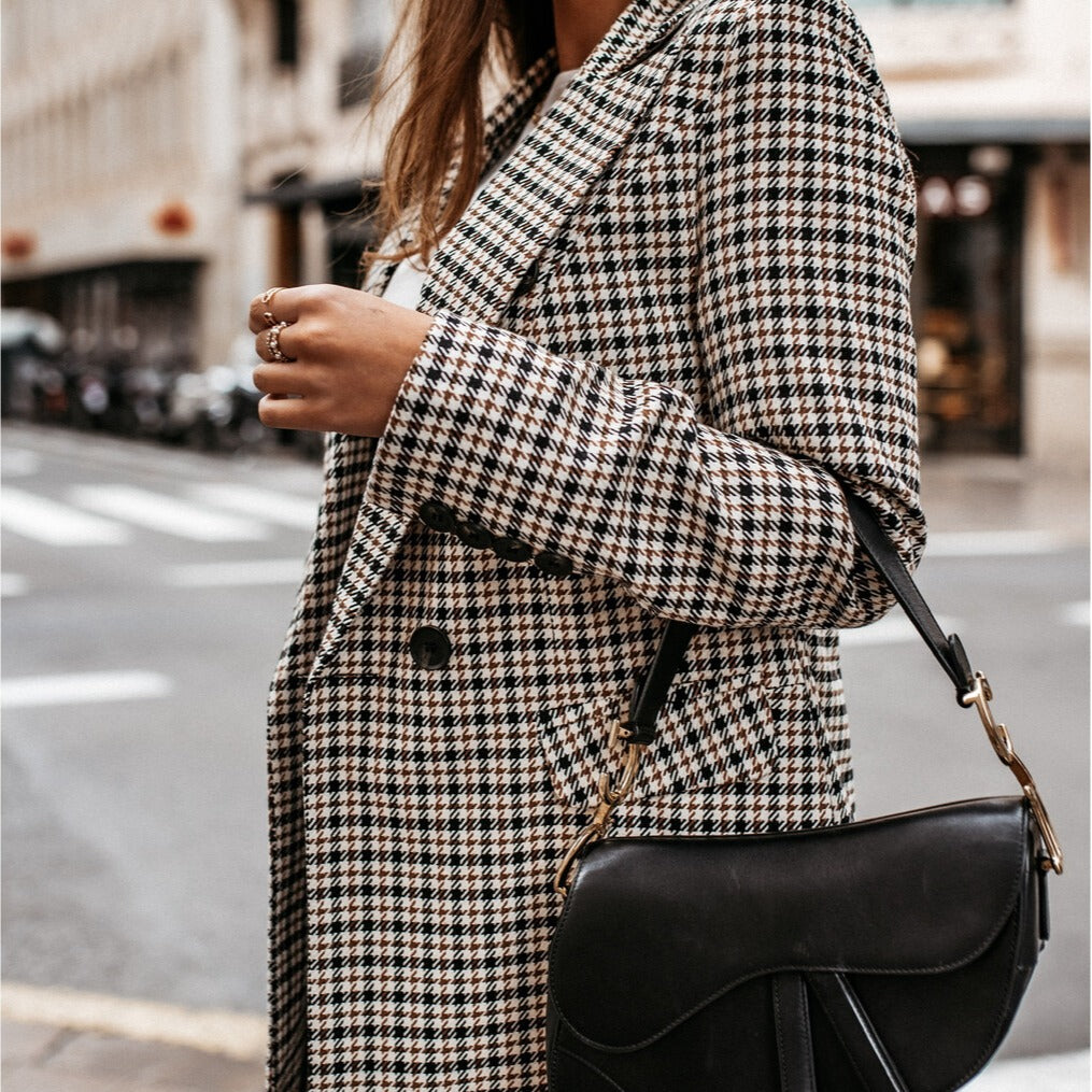 Ladies Elegant Checked Blazer Lune London