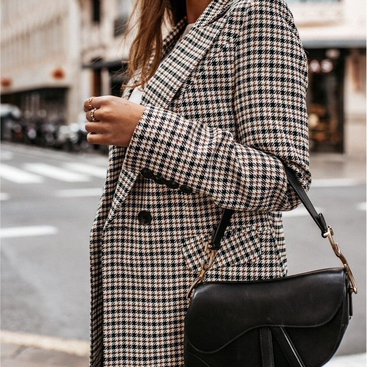 Ladies Elegant Checked Blazer Lune London