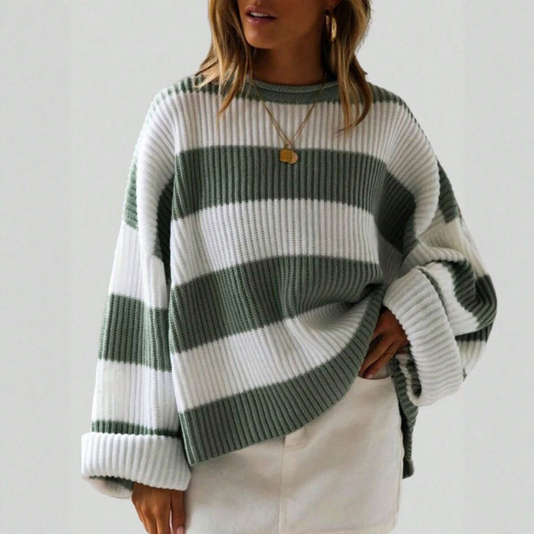 Casual sweater for women with striking striped pattern Lune London