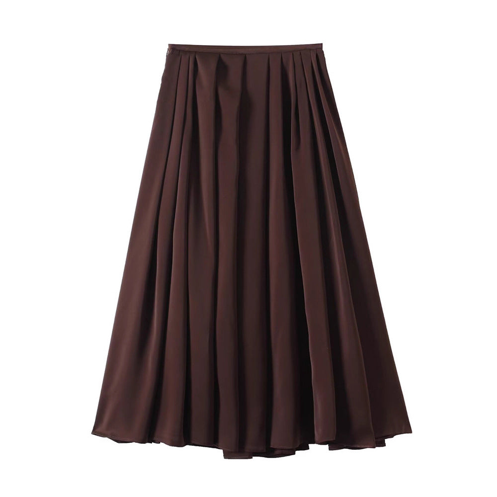 Pleated maxi skirt for women with elastic waistband and fluid cut Lune London