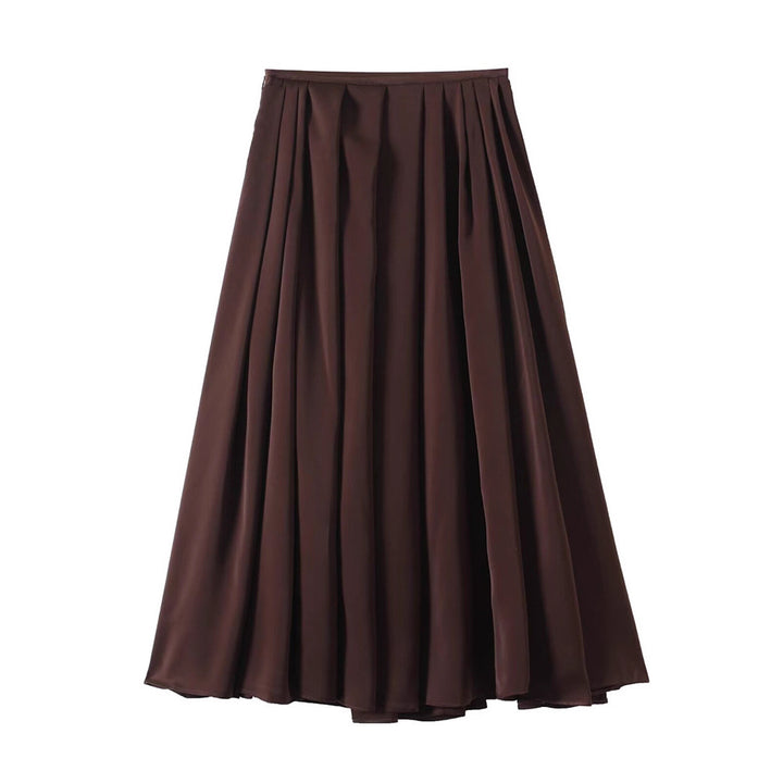 Pleated maxi skirt for women with elastic waistband and fluid cut Lune London