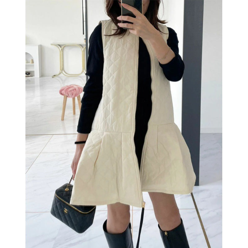 Gilet matelassé pour femme avec jupe évasée et fermeture éclair pratique Chic & Stil