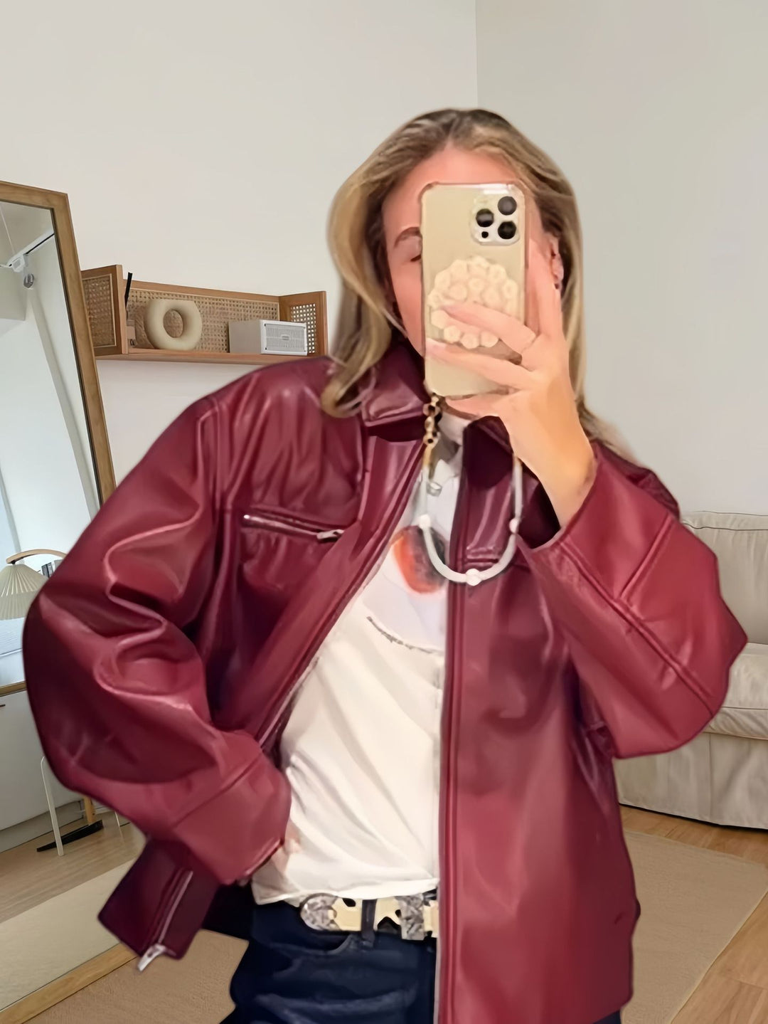 Women's casual fashion leather jacket with asymmetric zips Lune London