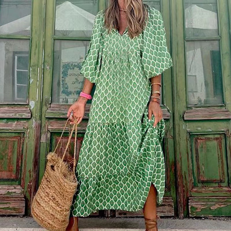 Boho Chic maxi dress with ruffles for women