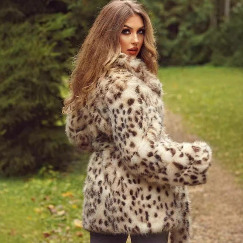 Ladies Fashion Faux Fur Coat with Waist Belt Lune London