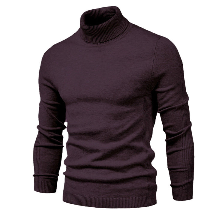Knit sweater for men with high collar and fine rib pattern Lune London