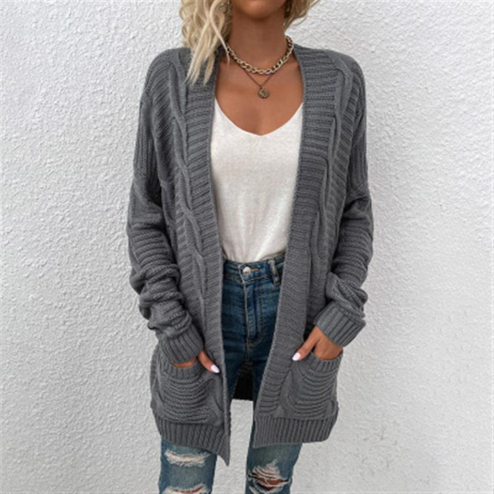 Women Chunky Knit Cardigan with Deep Pockets and Open Front Lune London
