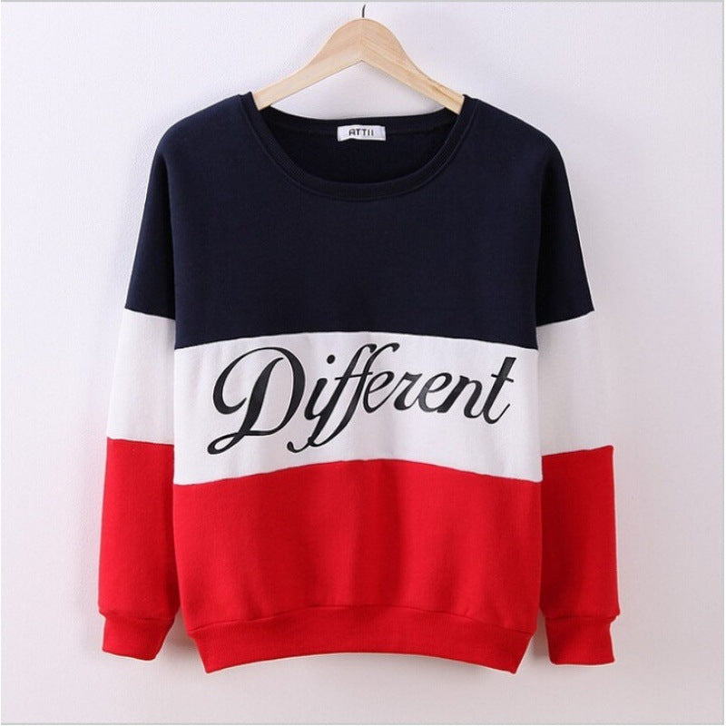 Sweat-shirt sportif pour femmes avec des rayures en bloc créatives et une écriture décontractée Chic & Stil