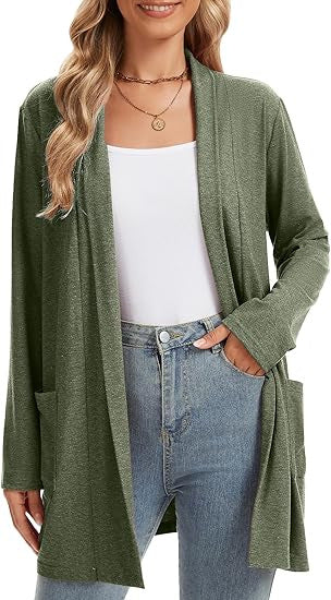Veste en tricot à manches longues pour femmes, ouverte à l'avant et avec poches Chic & Stil