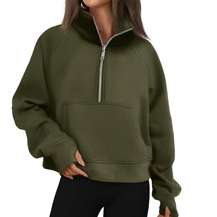 Women's sweater with high collar and zipper Lune London