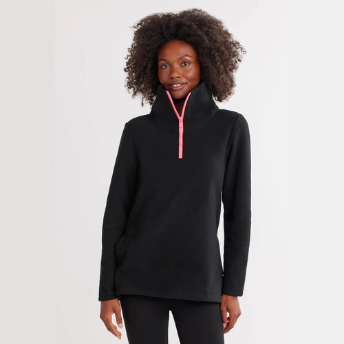 Fleece pullover for women with high collar and sporty zipper Lune London