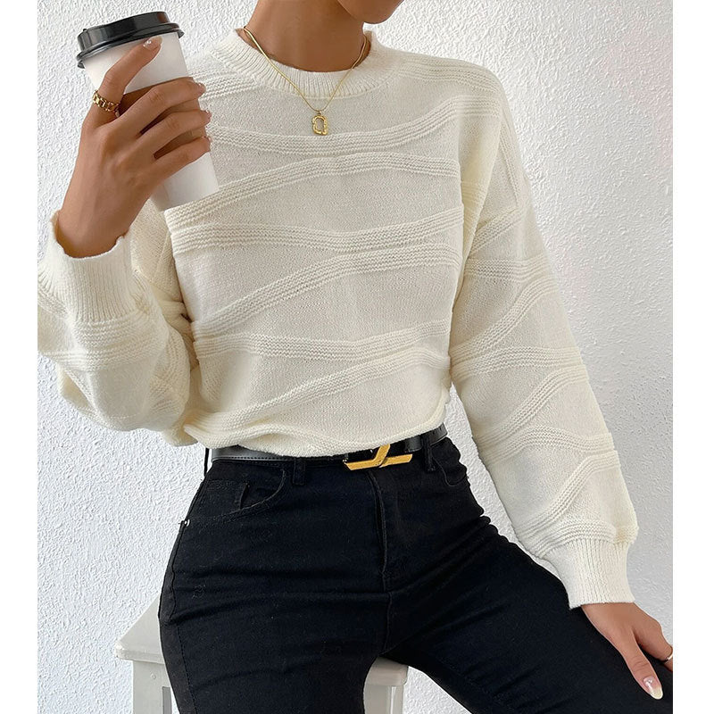 Pull en maille pour femmes avec un motif de vagues sophistiqué Chic & Stil