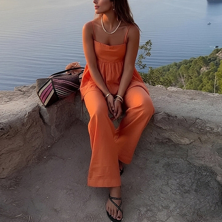 Ensemble décontracté pour femmes en deux pièces avec blouse aérienne et pantalons larges Chic & Stil