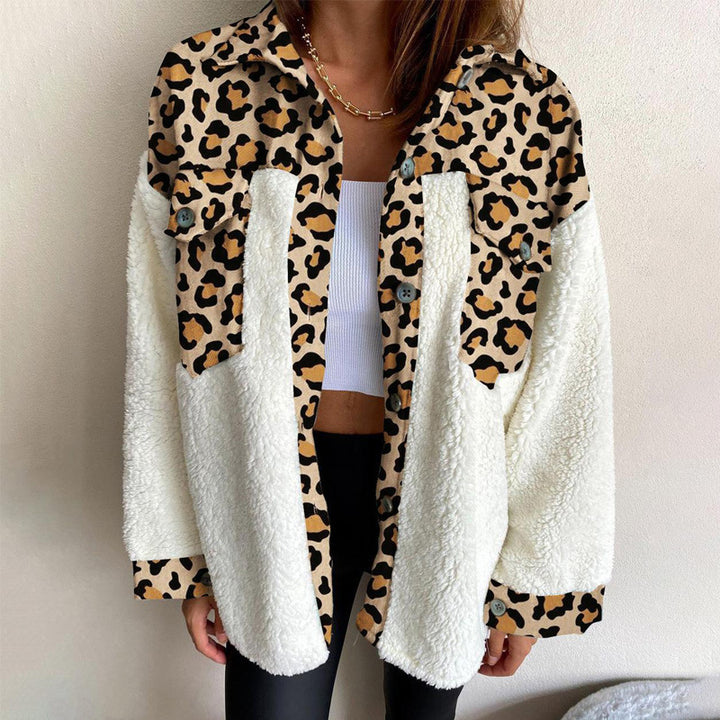 Ladies Cozy Puffer Jacket with Chic Plaid Panel and Style