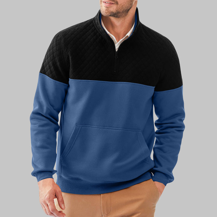 Fleece pullover for men with quilted details and high collar Lune London