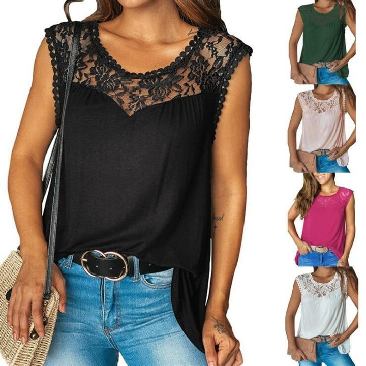 Asymmetrical top for women with lace pattern and relaxed fit Lune London
