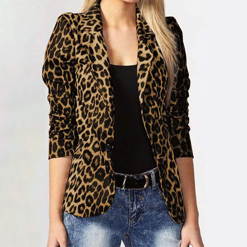 Women Elegant Leopard Pattern Blazer Jacket with Tailored Cut Lune London