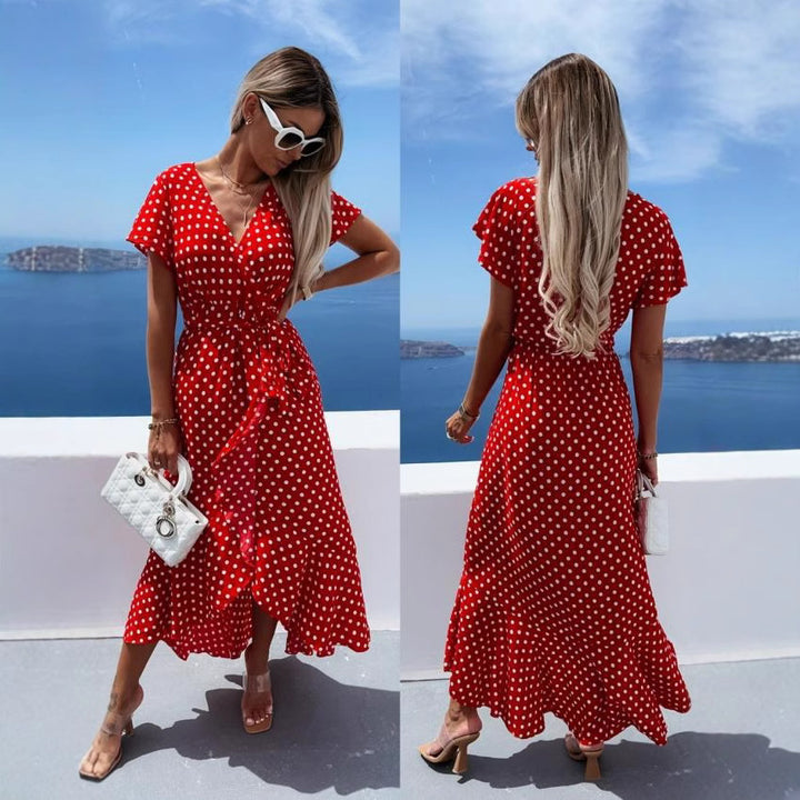 Lune London Women's Fluid Polka Dot Maxi Wrap Dress