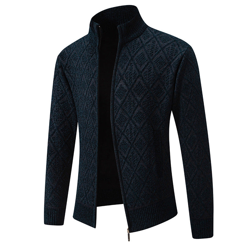 Men's knitted jacket with structured design and high collar Lune London